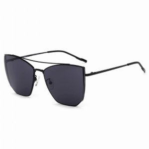 Iris CA06K CD01-B01 Oversize Polygon Mirrored Lens Cat Eye Sunglasses