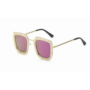 Iris S5002-C3 Metal Square Rhinestone Women Fashion Sunglasses