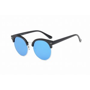 Iris D66 D01-B07 Retro Fashion Round Clubmaster Flat Lens Sunglasses