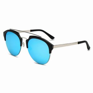 Iris CA15K D01-P07 Half Frame Mirrored Lens Horned Rim Sunglasses