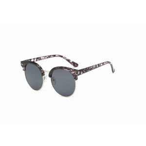 Iris D66 D04-B01 Retro Fashion Round Clubmaster Flat Lens Sunglasses