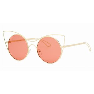 Iris S2049-CA02-B64 Women Round High Pointed Cat Eye Sunglasses