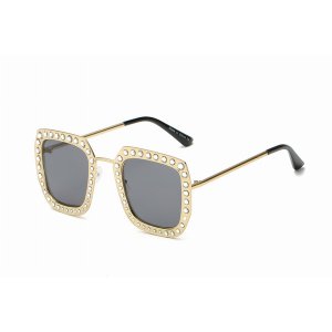 Iris S5002-C2 Metal Square Rhinestone Women Fashion Sunglasses