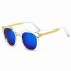 Iris CD07 W05-B29 Women's Retro Mirrored Lens Horned Rim Round Sunglas