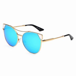 Iris CA02 CA02-B07 Women's Trendy Mirrored Lens Cat Eye Sunglasses