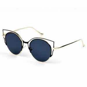 Iris A20-CD06-B01 Women's Cut-out Round Cat Eye Fashion Sunglasses