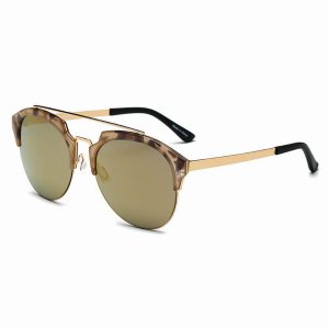 Iris CA15K B06-P33 Half Frame Mirrored Lens Horned Rim Sunglasses