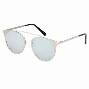 Iris A18-CW06-B05 Modern Horn Rimmed Metal Frame Round Sunglasses