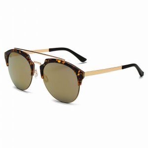 Iris CA15K B07-B23 Half Frame Mirrored Lens Horned Rim Sunglasses