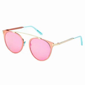 Iris A18-CA11-B06 Modern Horn Rimmed Metal Frame Round Sunglasses