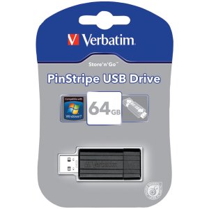 Verbatim 49065 64gb Pinstripe Usb Flash Drive - Black - 64gb - Black