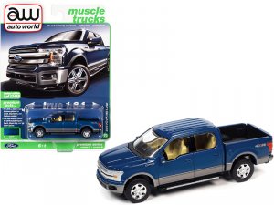 Autoworld 64322-AWSP078B 2019 Ford F-150 Lariat 4x4 Pickup Truck Blue 