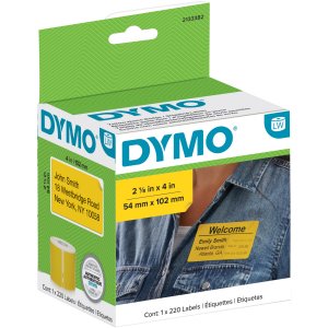 Dymo 2133382 Dy Lw 2-18x4inch Name Bdg Blkylw 220ct Noam