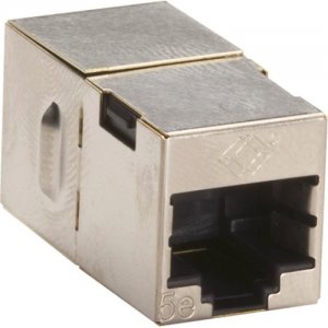 Black FM508-R2 Cat5e Coupler, Straight-pinned, Unshield