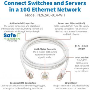 Tripp N262AB-014-WH 14ft Safe-it Cat6a Enet Cable