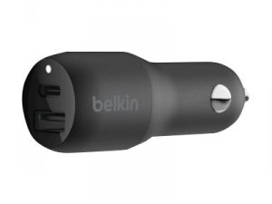 Belkin F7U100BTBLK 30w Car Charger, 18w Usb-c, 12w Usb-a,bl