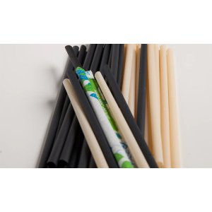 Avoplastiqs, SBC21W Biodegradable Black Cassava Straws - 21cm X 6mm