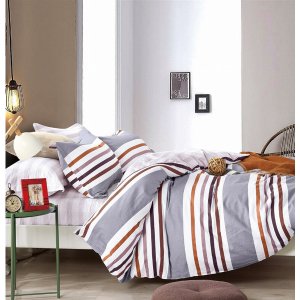 Say HS-19-C-FQ Denver Browngray  Striped 100% Cotton Comforter Set