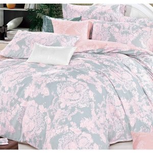 Say MX-5-C-K Lauren Pink Damask 100% Cotton Reversible Comforter Set