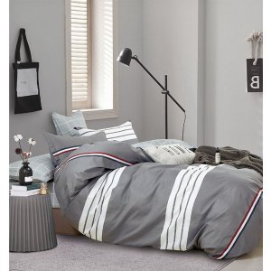 Say HS-13-C-K Kevin Graywhite Striped 100% Cotton Reversible Comforter