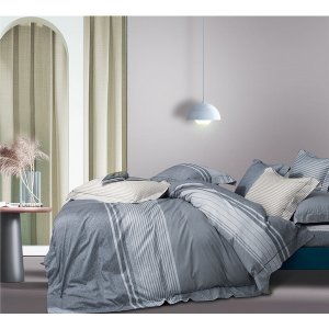 Say SDB-2-C-K Kyle Gray Striped 100% Cotton Comforter Set