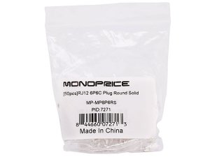 Monoprice 7271 Rj12 6p6c Plug Round Solid 50pcsbag