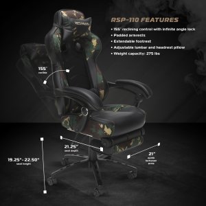 Ofm RSP-110-FST Reclining Gaming Chr With Footrest