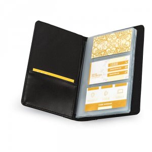 Samsill 80730 Leather Card File Black