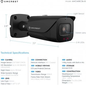 Amcrest AMC4KBC36-B 4k Analog Bullet Camera