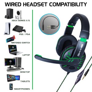 Generic ENGXH50100GNWS Gaming Headset With Rotating Mic (green)