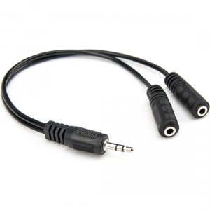 Rocstor Y10A217-B1 8in Slim Stereo Splitter 3.5mm