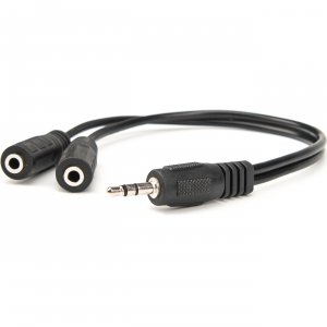 Rocstor Y10A217-B1 8in Slim Stereo Splitter 3.5mm