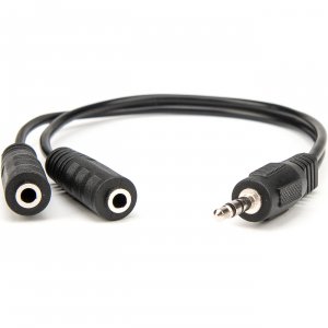 Rocstor Y10A217-B1 8in Slim Stereo Splitter 3.5mm