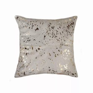 Homeroots.co 332297 Luxurious Natural  Gold Cowhide Pillow - 18x18x5