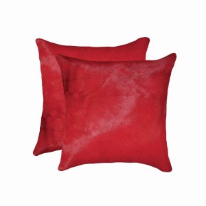 Homeroots.co 317119 Luxurious Wine Cowhide Pillow Set - 18 X 18 X 5 (2