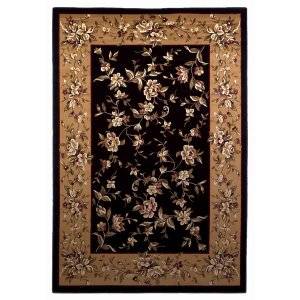 Homeroots.co 353617 2' X 8' Black Or Beige Floral Runner Rug