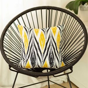 Homeroots.co 355296 Black And  Yellow Zig Zag Decorative Throw Pillow 