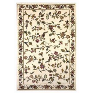 Homeroots.co 353613 2' X 8' Ivory Floral Vine Runner Rug