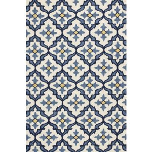 Homeroots.co 353297 2'x3' Ivory Blue Hand Woven Uv Treated Trellis Ind