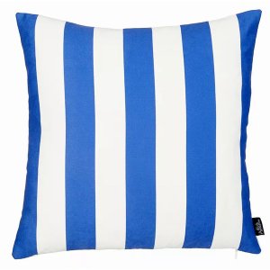 Homeroots.co 355655 Blue And White Cabana Stripe Geometric Decorative 