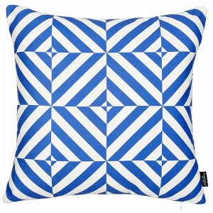 Homeroots.co 355465 Blue And White Geometric Squares Decorative Throw 