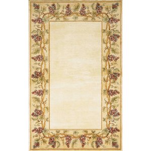 Homeroots.co 353567 2'x3' Wool Ivory Grapes Accent Rug