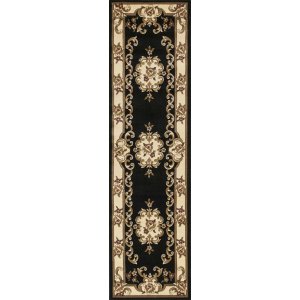 Homeroots.co 353671 2' X 8' Black Or Ivory Medallion Runner Rug