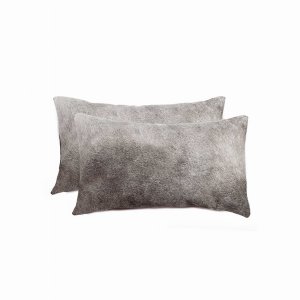 Homeroots.co 317102 12 X 20 X 5 Gray, Cowhide - Pillow 2-pack