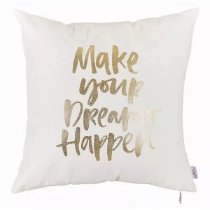 Homeroots.co 355398 18x 18 Happy Square Quote Printed Decorative Throw