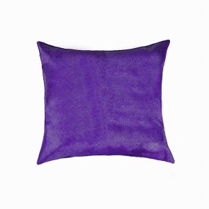 Homeroots.co 316653 Square Purple Natural Cowhide Pillow