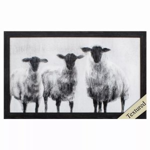 Homeroots.co 365885 30 X 18 Distressed Black Frame Rustic Sheep I