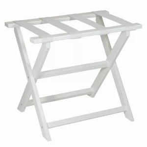 Homeroots.co 383089 White Eco Straight Leg Luggage Rack With 4 White N