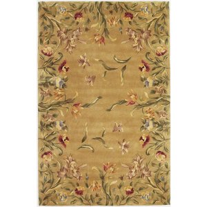 Homeroots.co 353568 2' X 3' Gold Tulips Wool Accent Rug