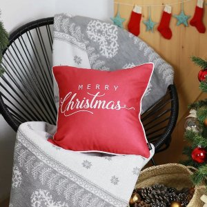 Homeroots.co 355557 18x18 White Quote Printed Christmas Decorative Thr